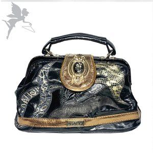VINTAGE 1980's AGACCI Top Handle Leather Patchwork bag